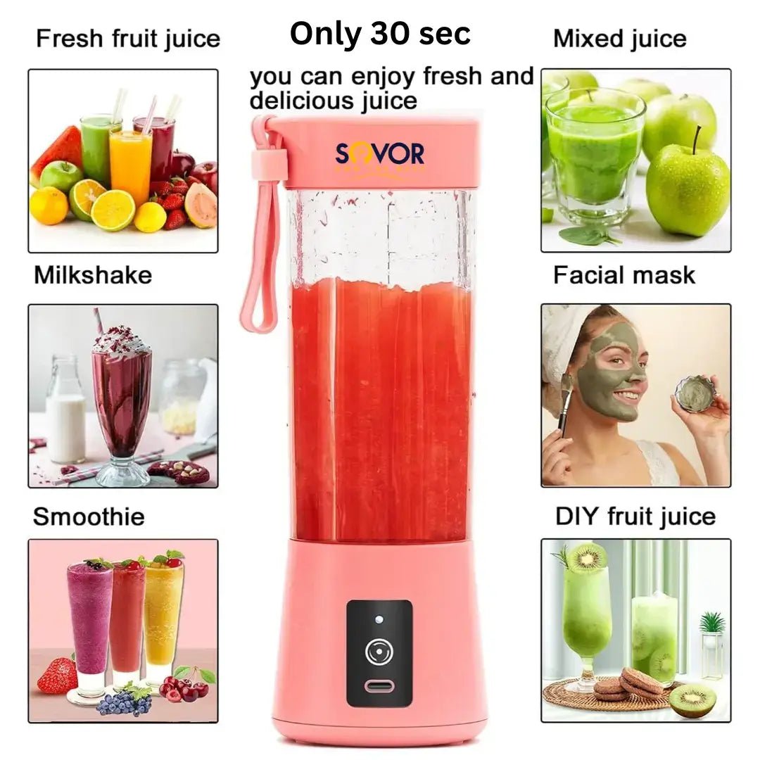 Portable Rechargeable Blender Juicer | 380ml USB Smoothie Maker - Sovor